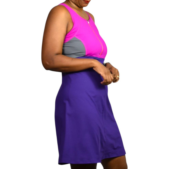 Title Nine Athletic Dress Purple Colorblock Active Sporty Casual Fit Flare Small - Picture 8 of 16